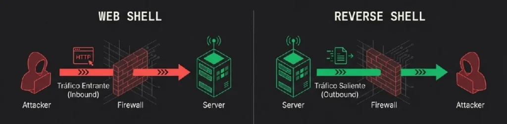 Qué es una web shell y cómo detectar una en tu web: Diferencias entre web shell y reverse shell