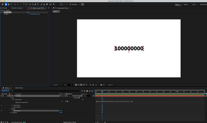 After Effects contador de más de 1000000