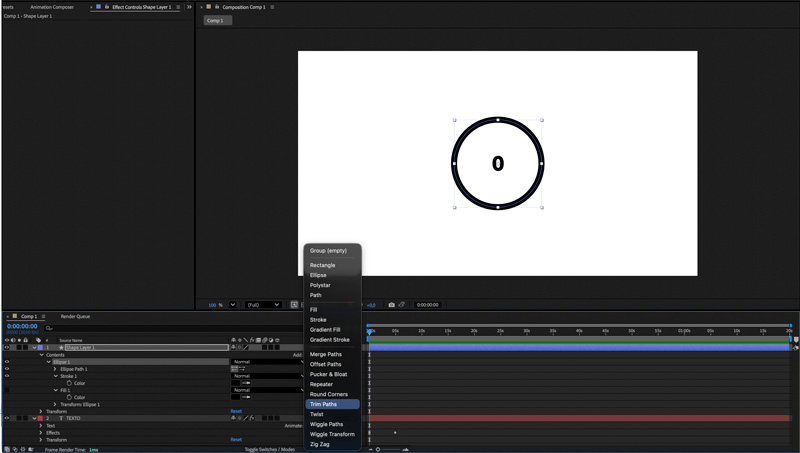 After Effects añadir círculo animado