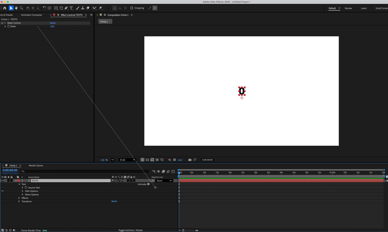 After Effects emparentar slider control