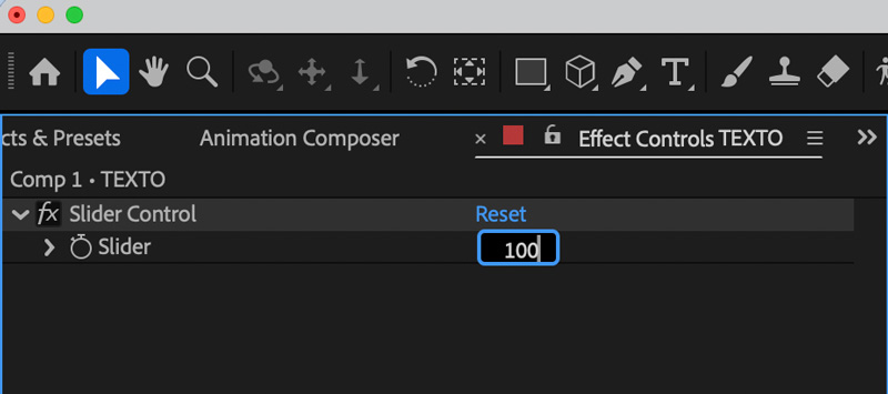 After Effects animar slider control