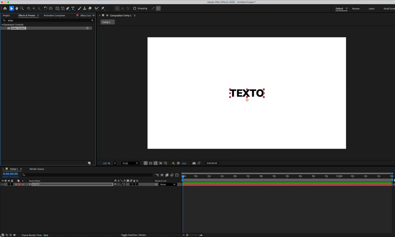 After Effects capa de texto